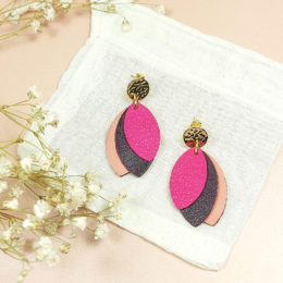boucles d'oreilles en cuir upcyclé collection demoiselle"