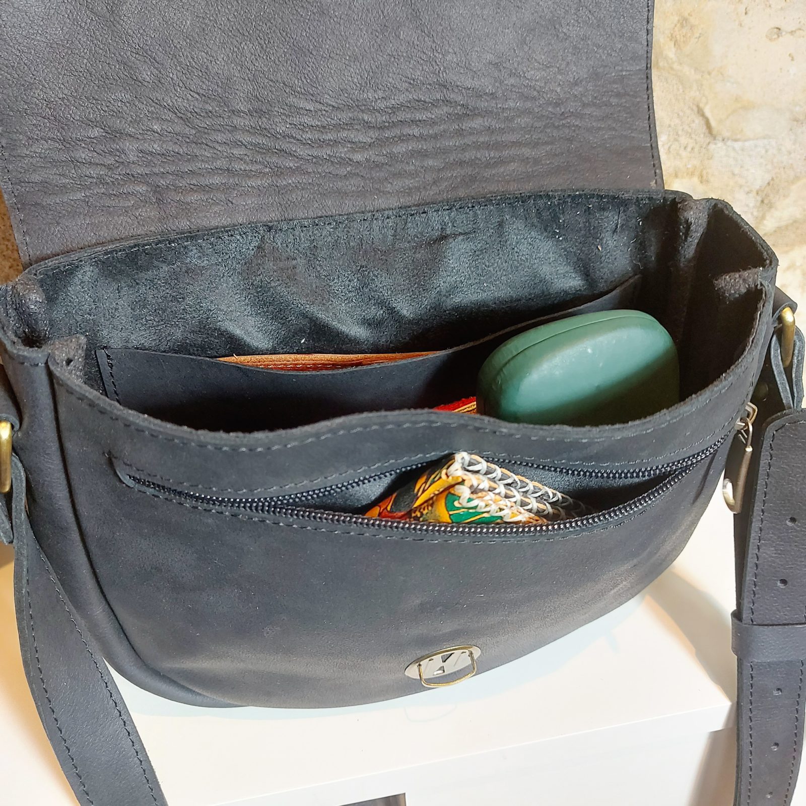 Sac bandoulière cuir noir