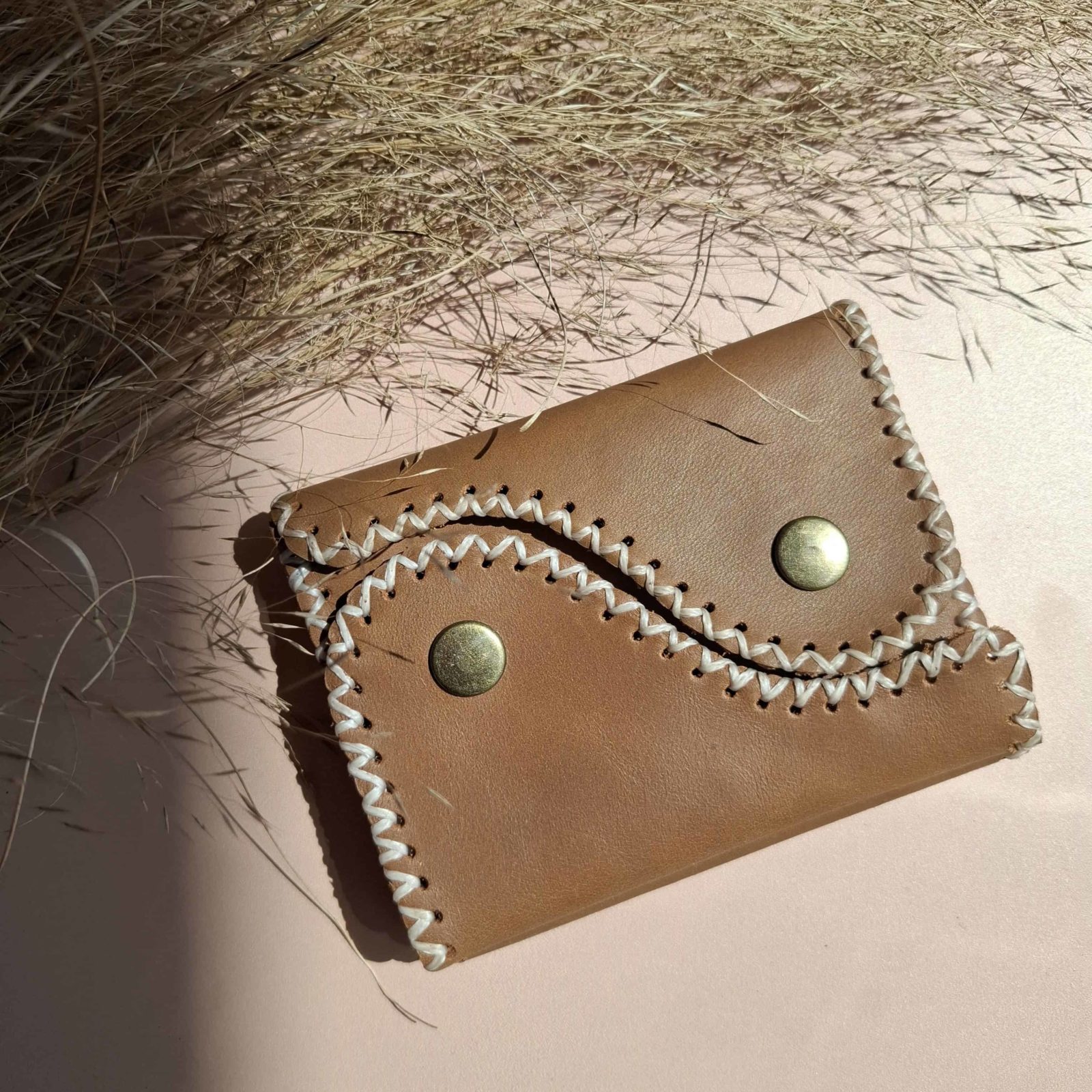 Porte-monnaie porte-cartes compact marron clair