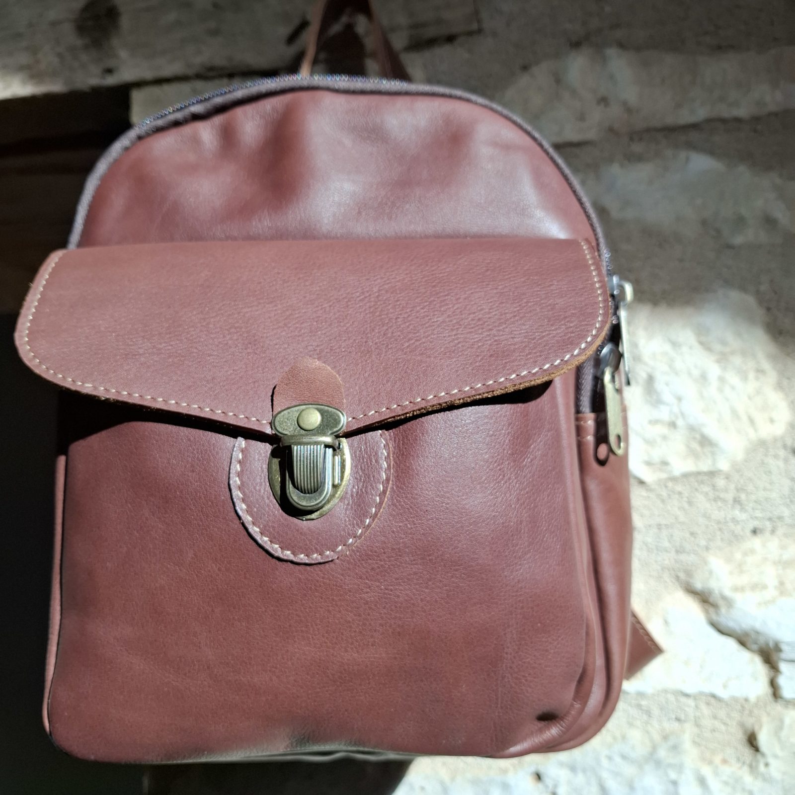 sac à dos artisanal cuir marron