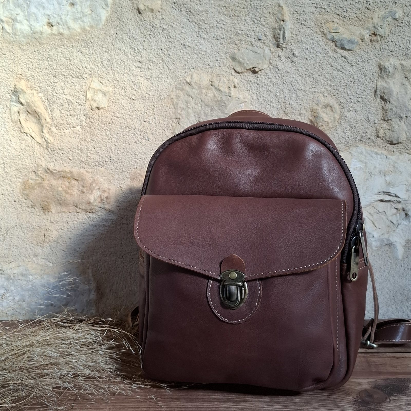 sac à dos artisanal cuir marron