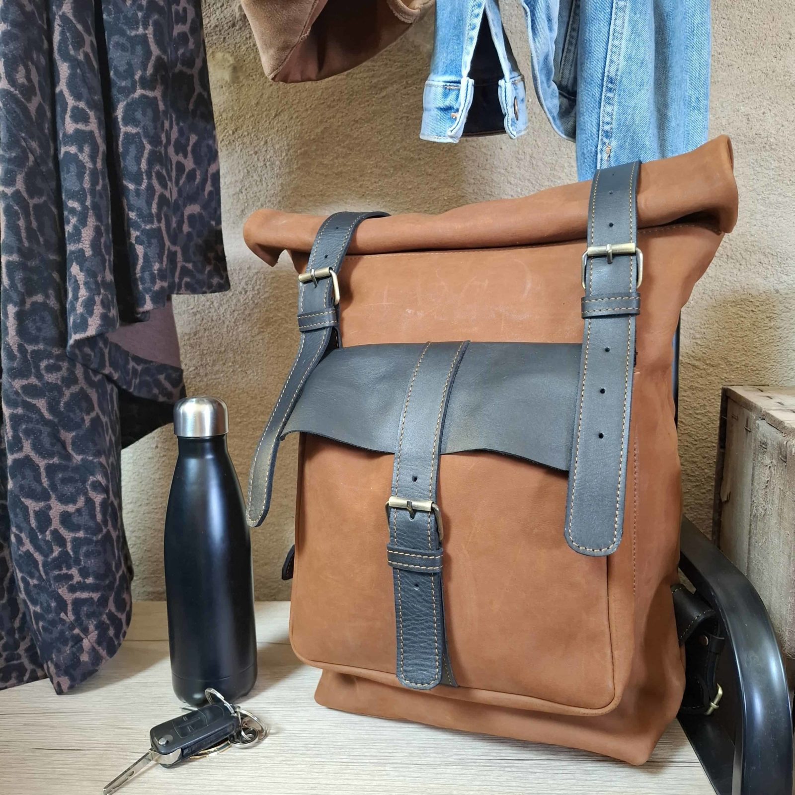 Sac à dos artisanal cuir marron