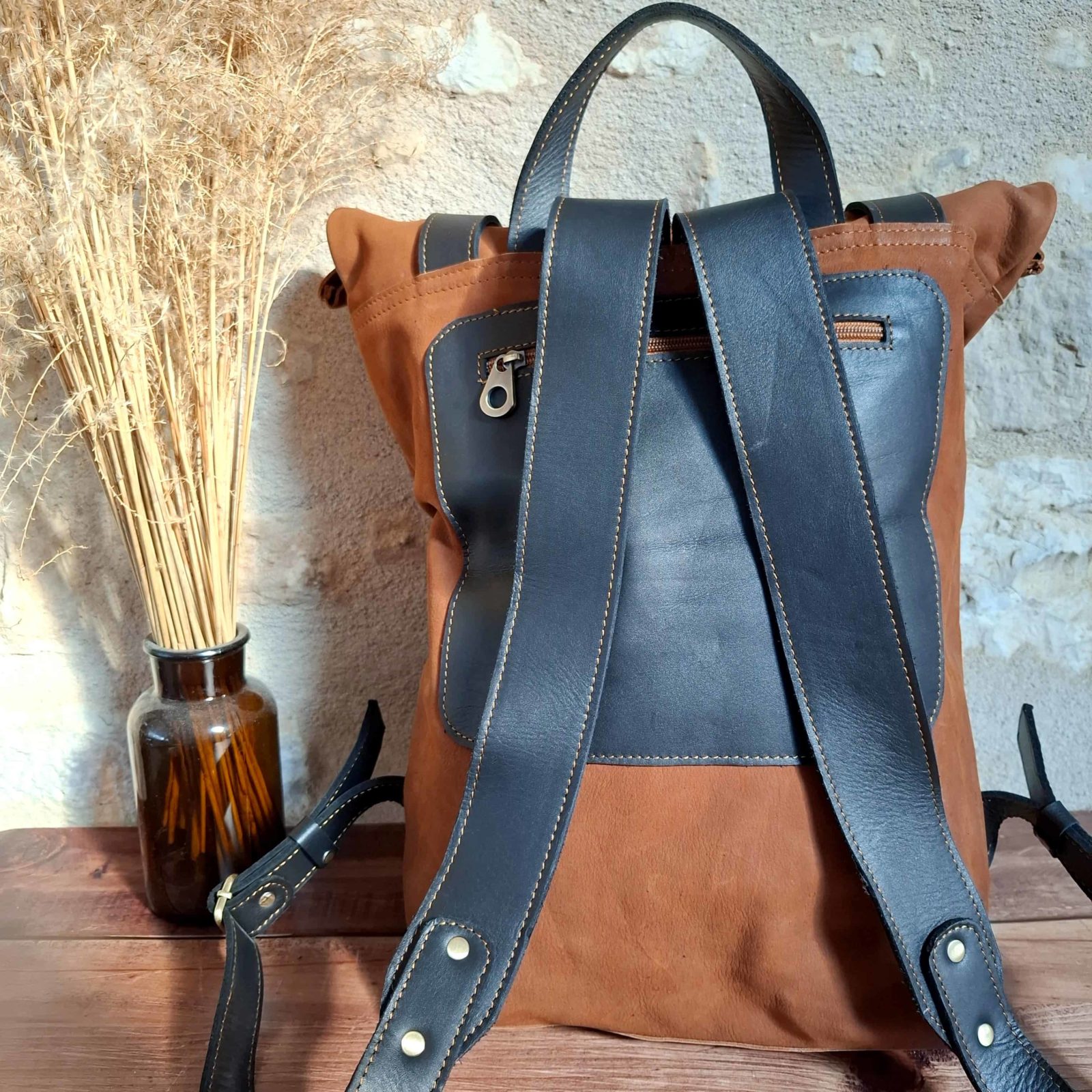 Sac à dos artisanal cuir marron