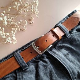 Ceinture camel en cuir