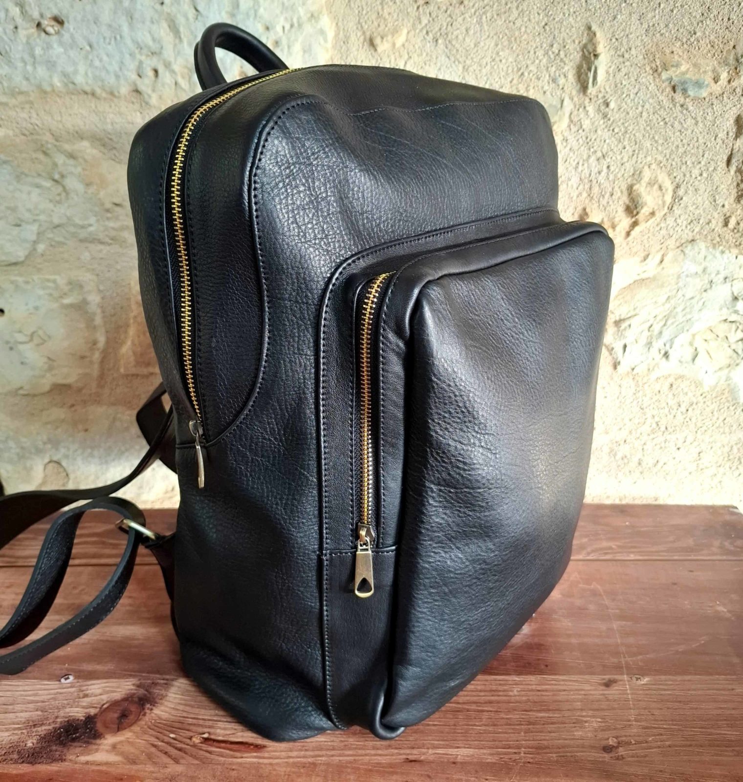 Sac à dos noir en cuir