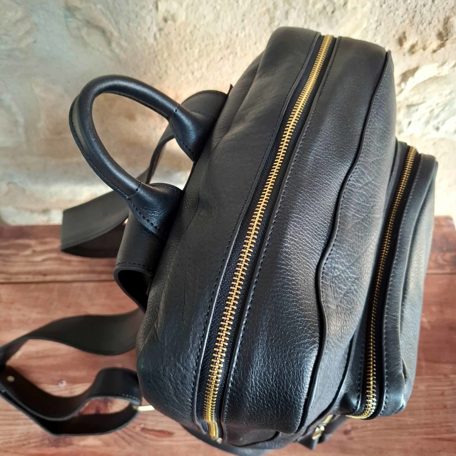 Sac à dos noir en cuir