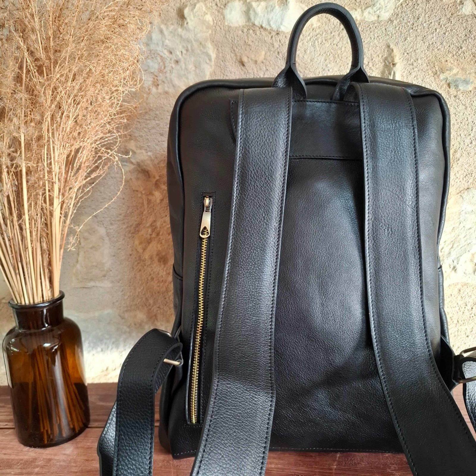 Sac à dos noir en cuir